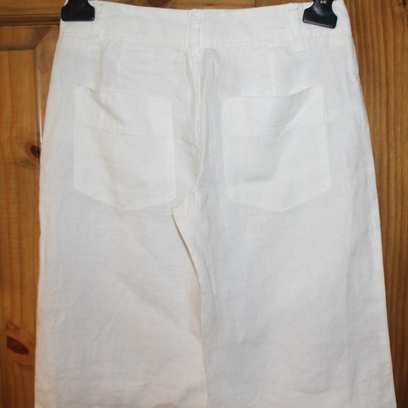 WHITE LINEN WIDE LEG PANTS - Picture 3 of 4
